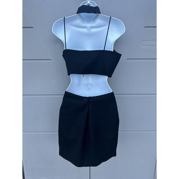 Revolve By the Way Alayna Black Ponte Knit Chocker Crop Top & Skirt Set Sz M NEW - Picture 6 of 14